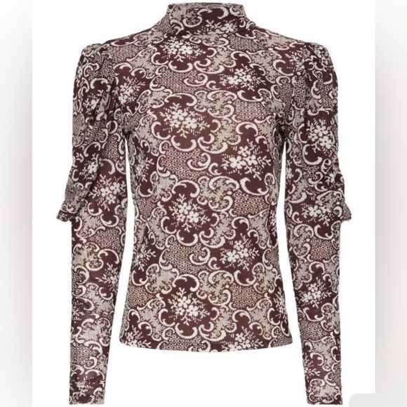 $225 NWT ⭐️ HOST PICK ⭐️Rebecca Taylor Rochelle Fleur Drape Mock Neck Blouse - Picture 5 of 14